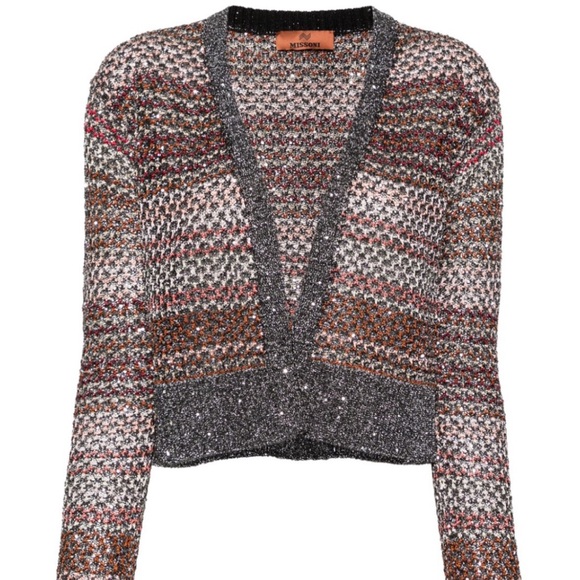 Missoni Multicolor Sequin Embellished Knitted Open Cardigan Size XS NWT - Picture 5 of 13